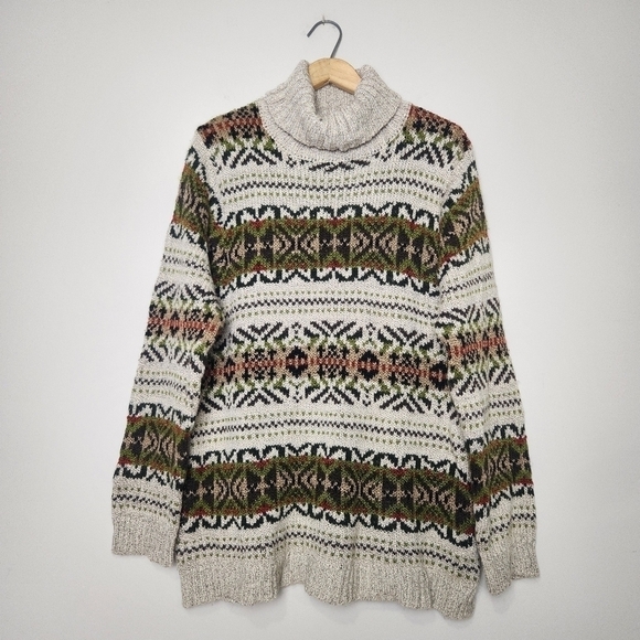 Vintage Women's Chunky Knit Turtleneck Oversized Sweater Large - Picture 4 of 14